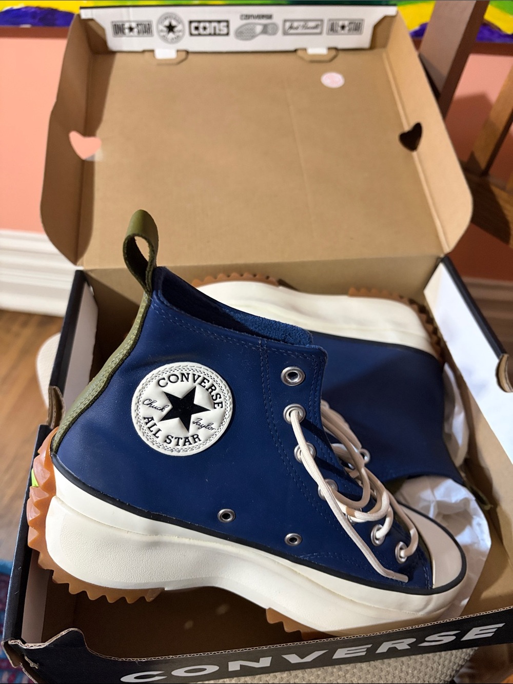 Converse Kids Navy and Olive High-Top Platform Sneaker